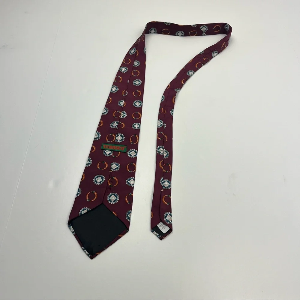 Tabasco Burgundy Red Novelty Patterned Tie 100% Silk USA Peppers Vintage *FLAWED